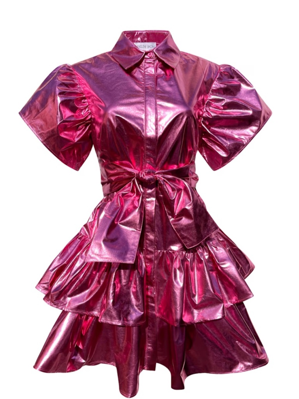 Wolf & Badger - Madeleine Simon Studio Dragon Fire Pink Metallic Dress Sz L